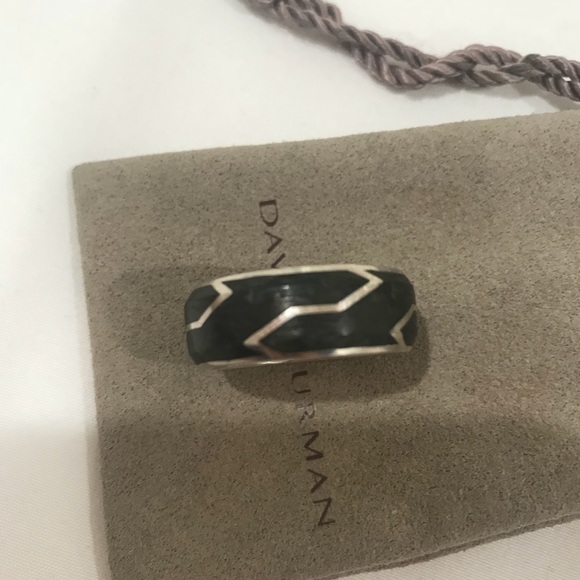 Forged Carbon Band Ring with Black Diamonds - Picture 7 of 8